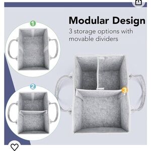 Baby Diaper Caddy Organizer for Nursery Newborn Boy and Girl-Gray (2Pack)